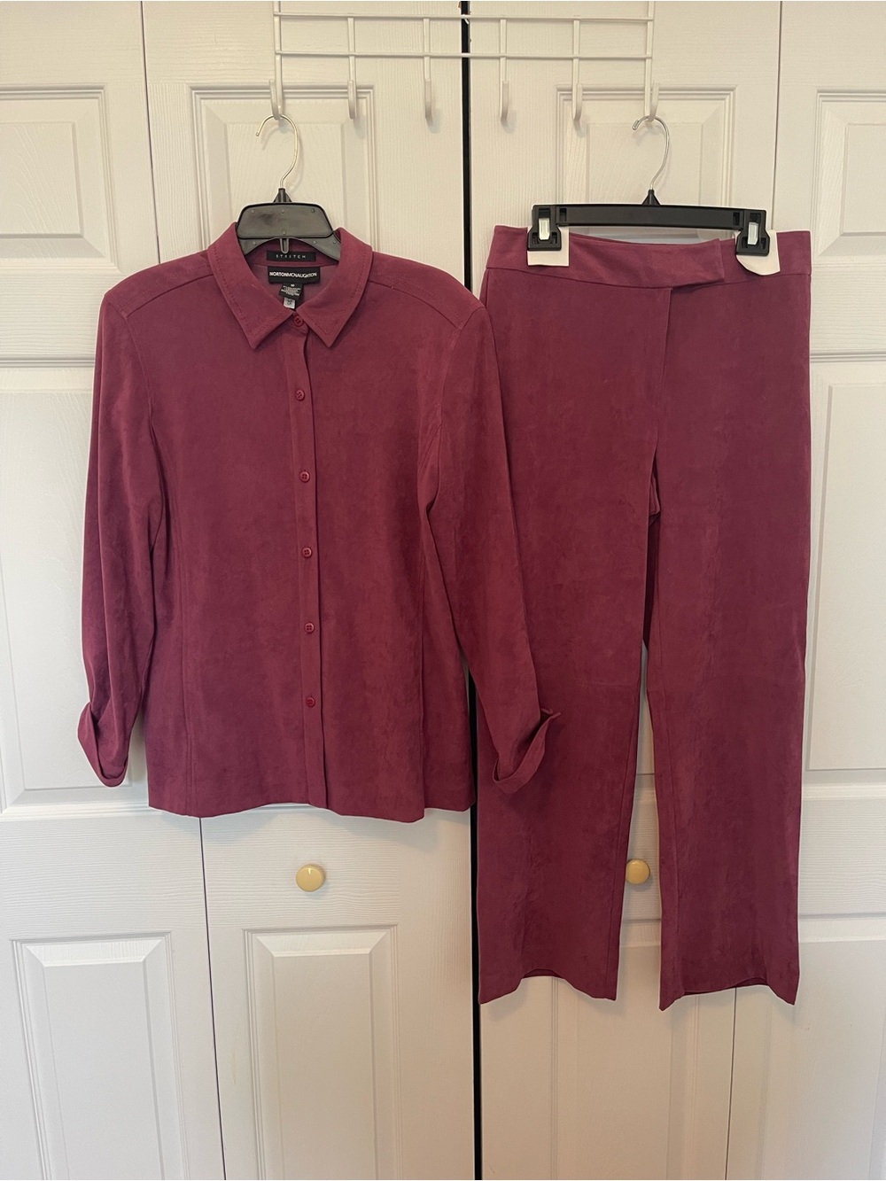 Vintage Norton McNaughton Burgundy Faux Suede Matching Set - Size 10